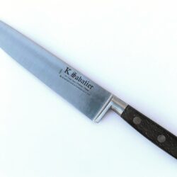 K Sabatier 20 cm kokkekniv carbonstål mørkt bøge håndtag