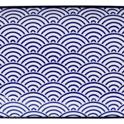 Håndlavet Japansk Rektangulær Tallerken Blå 21 x 13 cm Bølger