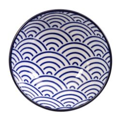Håndlavet Japansk Skål Blå 10 cm Bølger