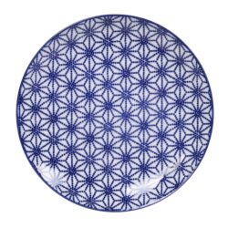 Håndlavet Japansk Tallerken Blå 21 cm Stjerner